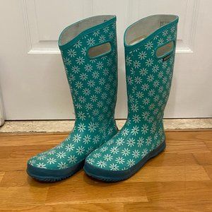 BOGS Women's Waterproof Rainboots Size 9 Green Daisy Print